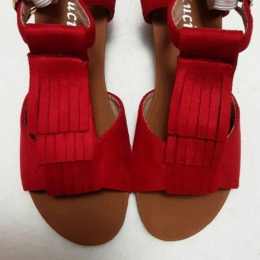 Lucita Red Fringe Sandals Womens Size 7 - Picture 2 of 12